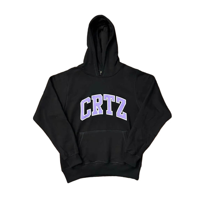 Black Collegiate Logo Hoodie – Oversized Streetwear Pullover Sweatshirt Hover Image