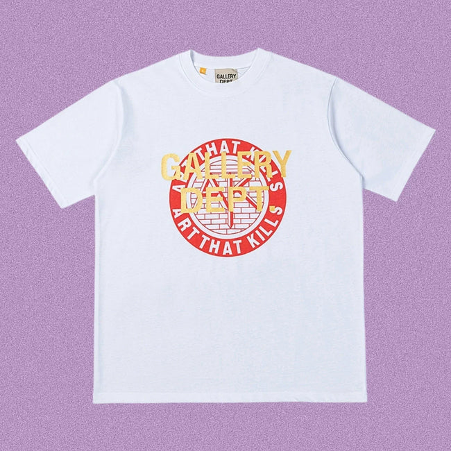 Gallery Dept. Art That Kills Stamp Logo Short Sleeve T-Shirt - White/Red Hover Image