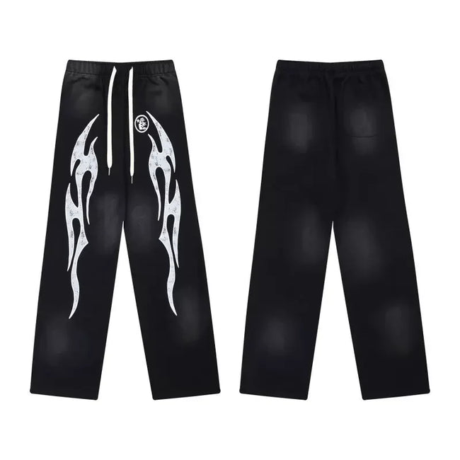 Hellstar Black White Flame Vintage Washed Sweatpants Hover Image