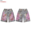 VALEFOREVER Vintage Washed Denim Shorts with Pink 41 Embroidery Print