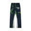 Gallery Dept. "GALERIE DEPT." Lime Green Tie-Dye Wash Contrast Panel Sweatpants - Navy