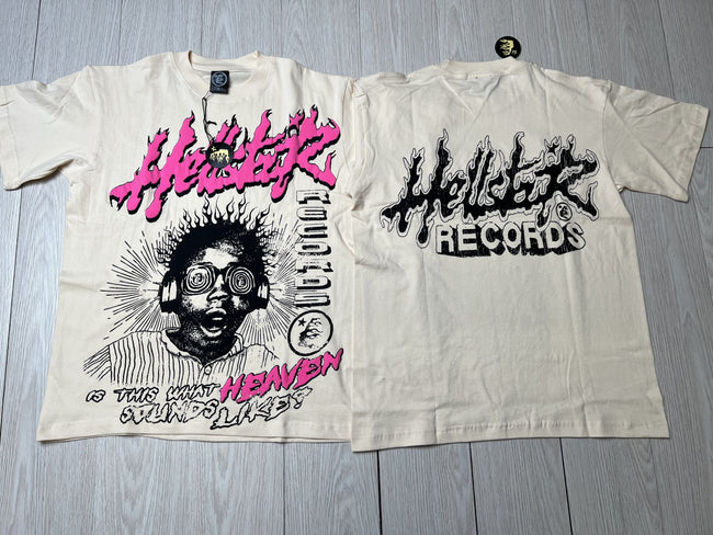 Hellstar Pink Letter Portrait Cream T-shirt Hover Image