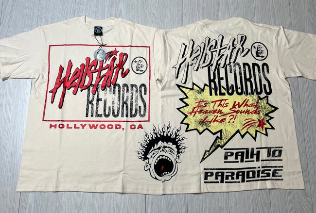 Hellstar Records Red Logo Cream T-shirt Hover Image