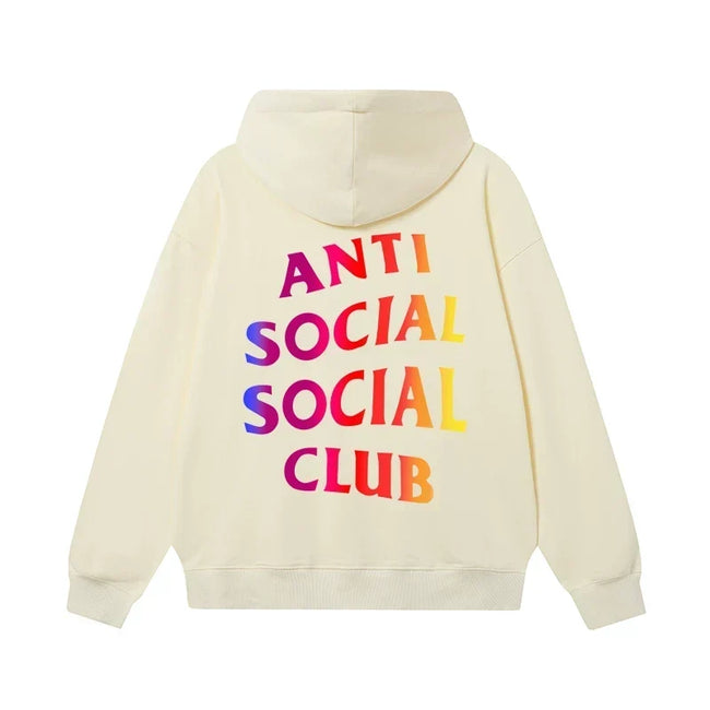 Anti Social Social Club Gradient Rainbow Logo Hoodie - Cream Hover Image