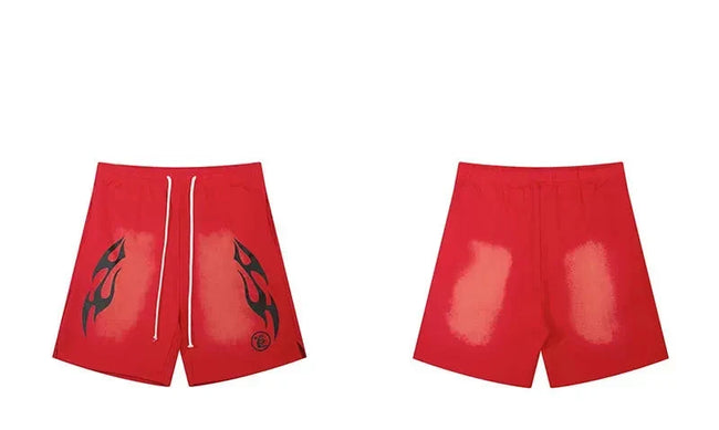 Hellstar Red Black Print Shorts Hover Image