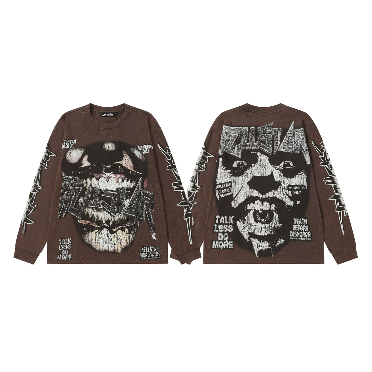Hellstar Brown Faded Skull Long Sleeve Shirt