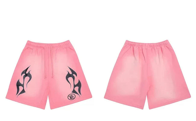Hellstar Pink Black Flame Shorts Hover Image