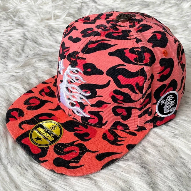 Hellstar Red Leopard Flame Star Embroidered Flat Brim Cap Hover Image