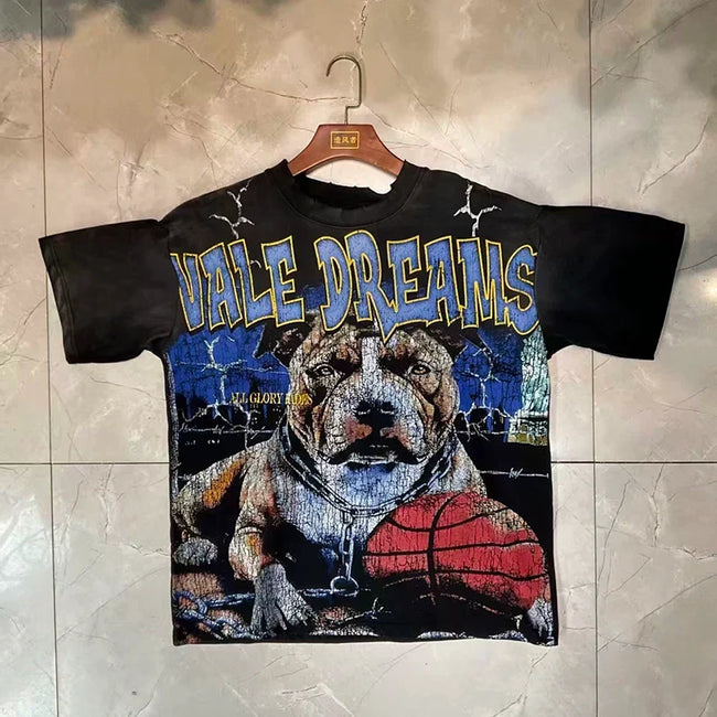 Valleydream Black Pitbull Basketball Retro Vintage T-Shirt Hover Image