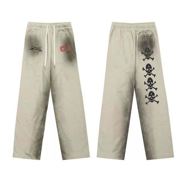 Hellstar Beige Spray Wash Skull Sweatpants Hover Image