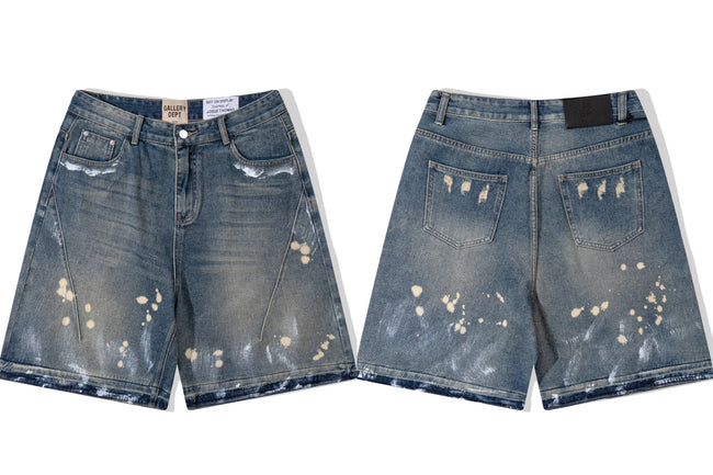 Gallery Dept. Vintage Paint Splatter Denim Shorts - Dark Blue Hover Image