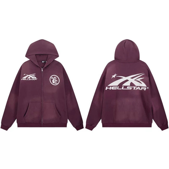 Hellstar Burgundy Logo Zip Hoodie Hover Image