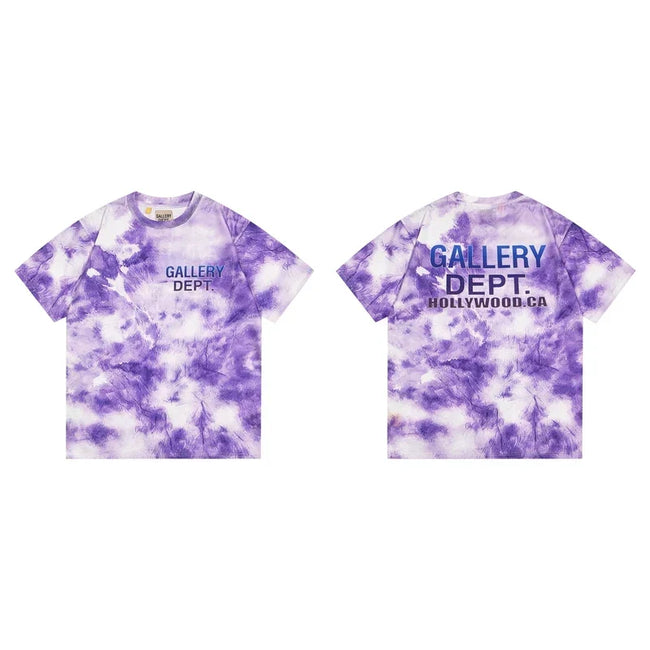 Gallery Dept. Marble Tie-Dye Hollywood Logo Short Sleeve T-Shirt - Purple Hover Image