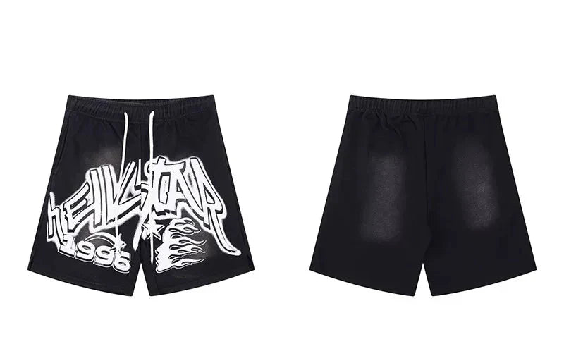 Hellstar Black Graffiti Style Shorts