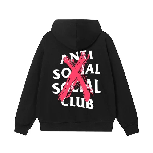 Anti Social Social Club Red X-Cross Logo Hoodie - Black Hover Image