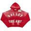 Valley Dreams Rhinestone Zip‑Up Cropped Hoodie, Unisex Red Washed Streetwear Jacket
