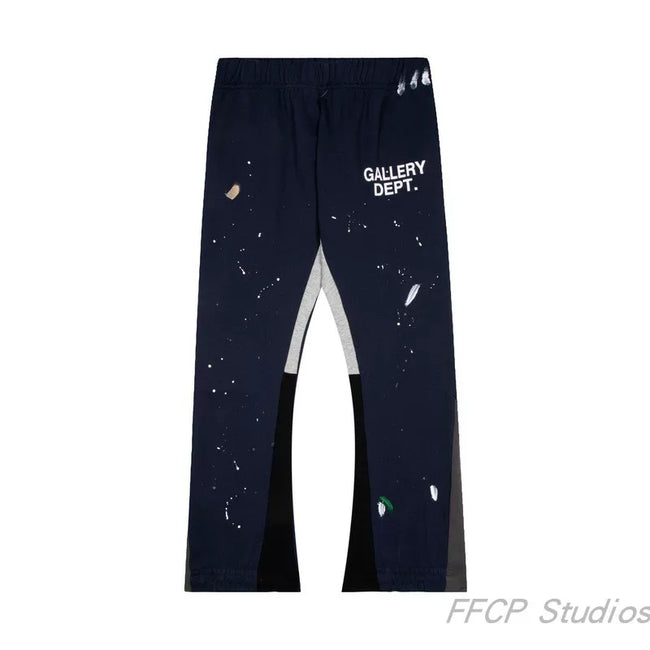 Gallery Dept. Paint Splatter Contrast Panel Sweatpants - Navy Blue Hover Image
