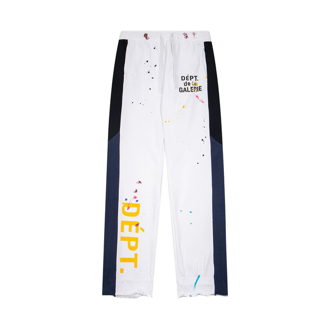 Gallery Dept. "DEPT." Vertical Logo Paint Splatter Contrast Panel Sweatpants - White Hover Image