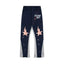 Gallery Dept. "GALERIE DEPT." Checkered Star Graphic Paint Splatter Contrast Panel Sweatpants - Navy & Grey