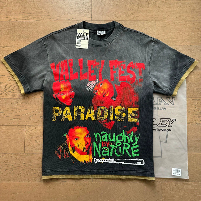 VALEFOREVER Black Washed Valley Fest Paradise Naughty By Nature Vintage T-Shirt Hover Image