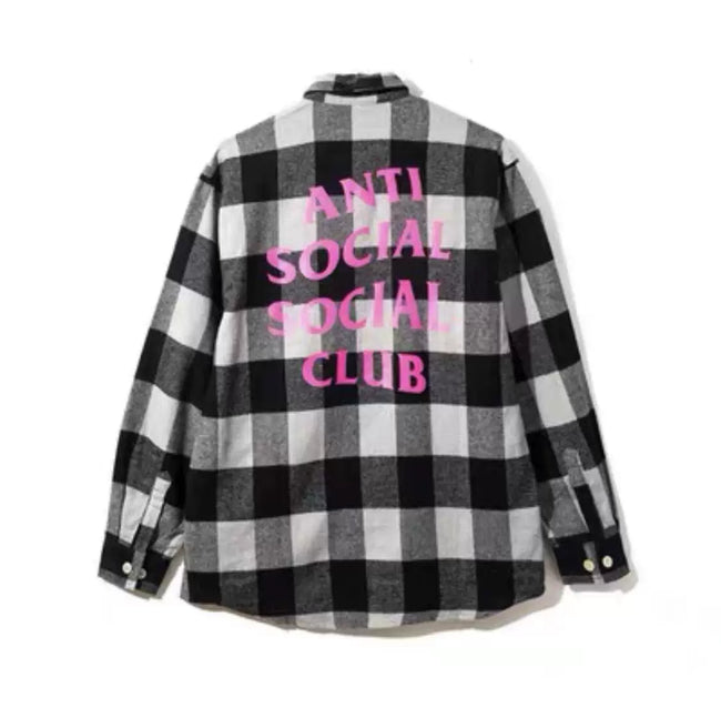 Anti Social Social Club Plaid Flannel Shirt - Black/White/Pink Hover Image