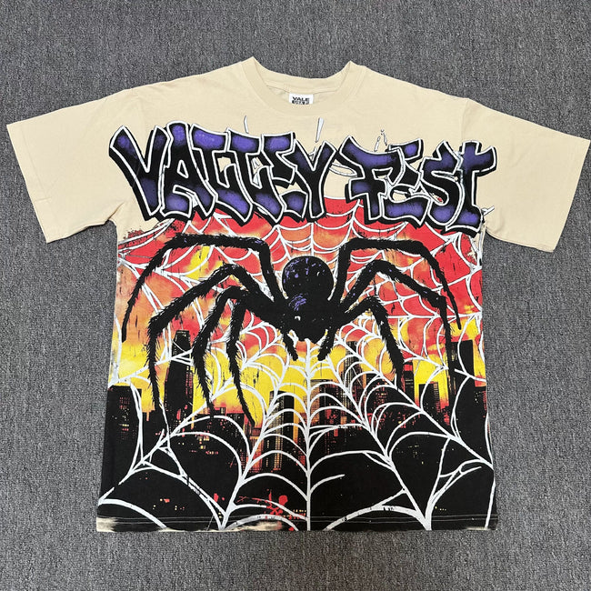 VALEFOREVER Cream Giant Spider Vintage Graphic Short Sleeve Tee Hover Image