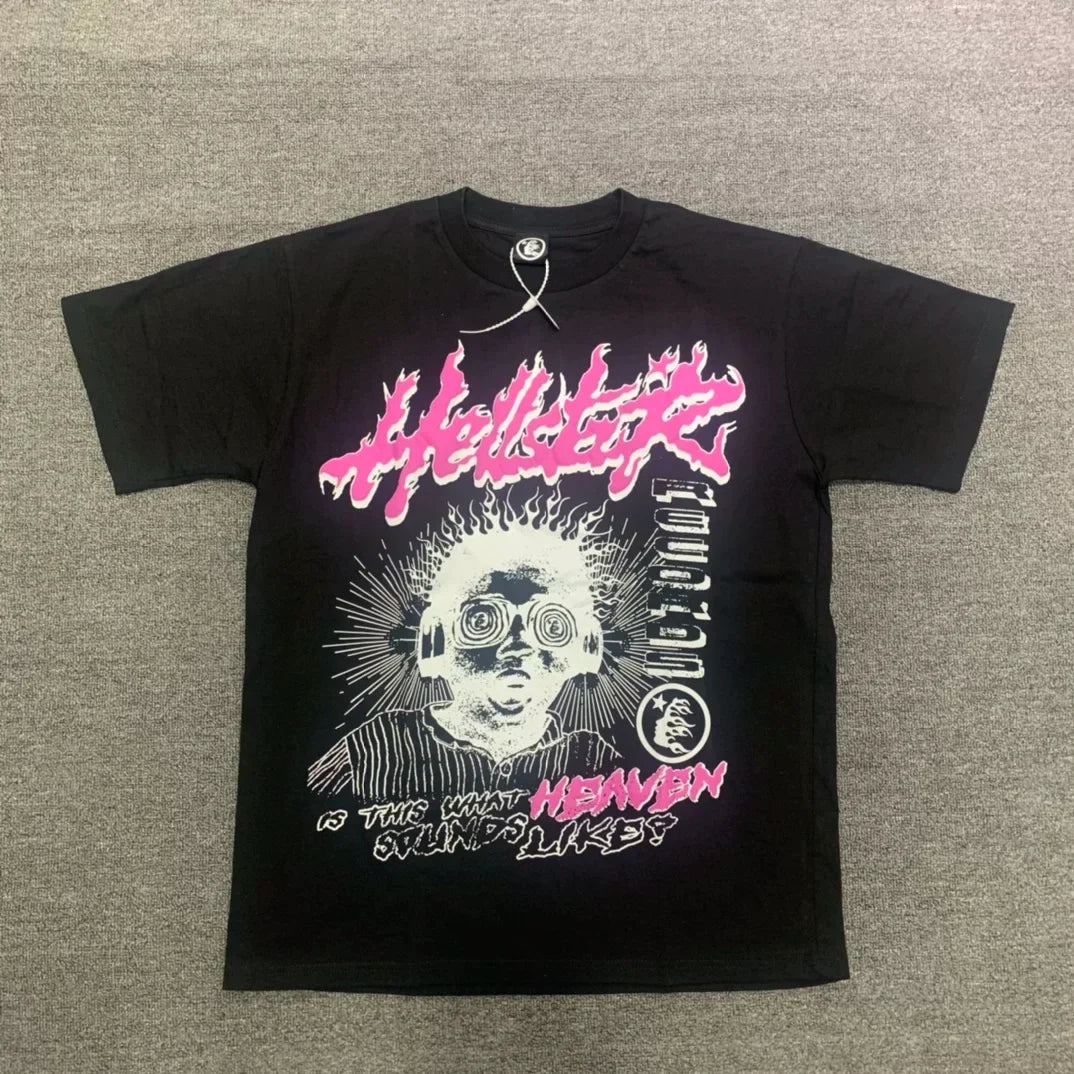 Hellstar Pink Letter Skull Black T-shirt