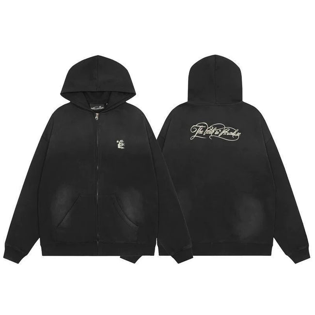 Hellstar Black Faded Graphic Zip Hoodie Hover Image