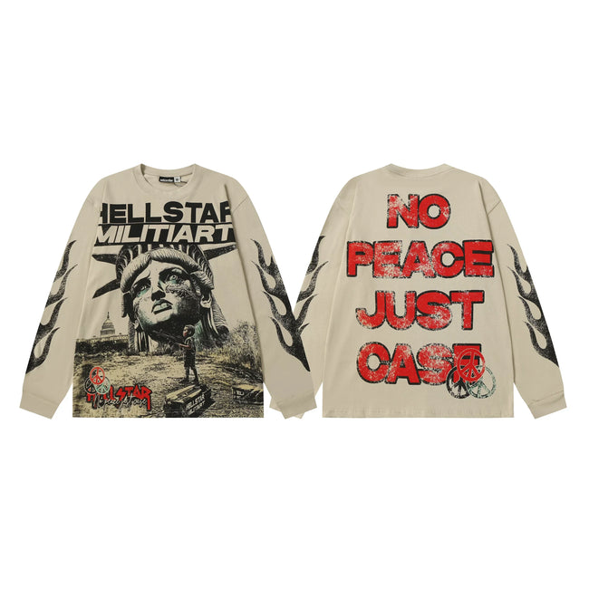 Hellstar Beige Statue Graphic Long Sleeve Tee Hover Image
