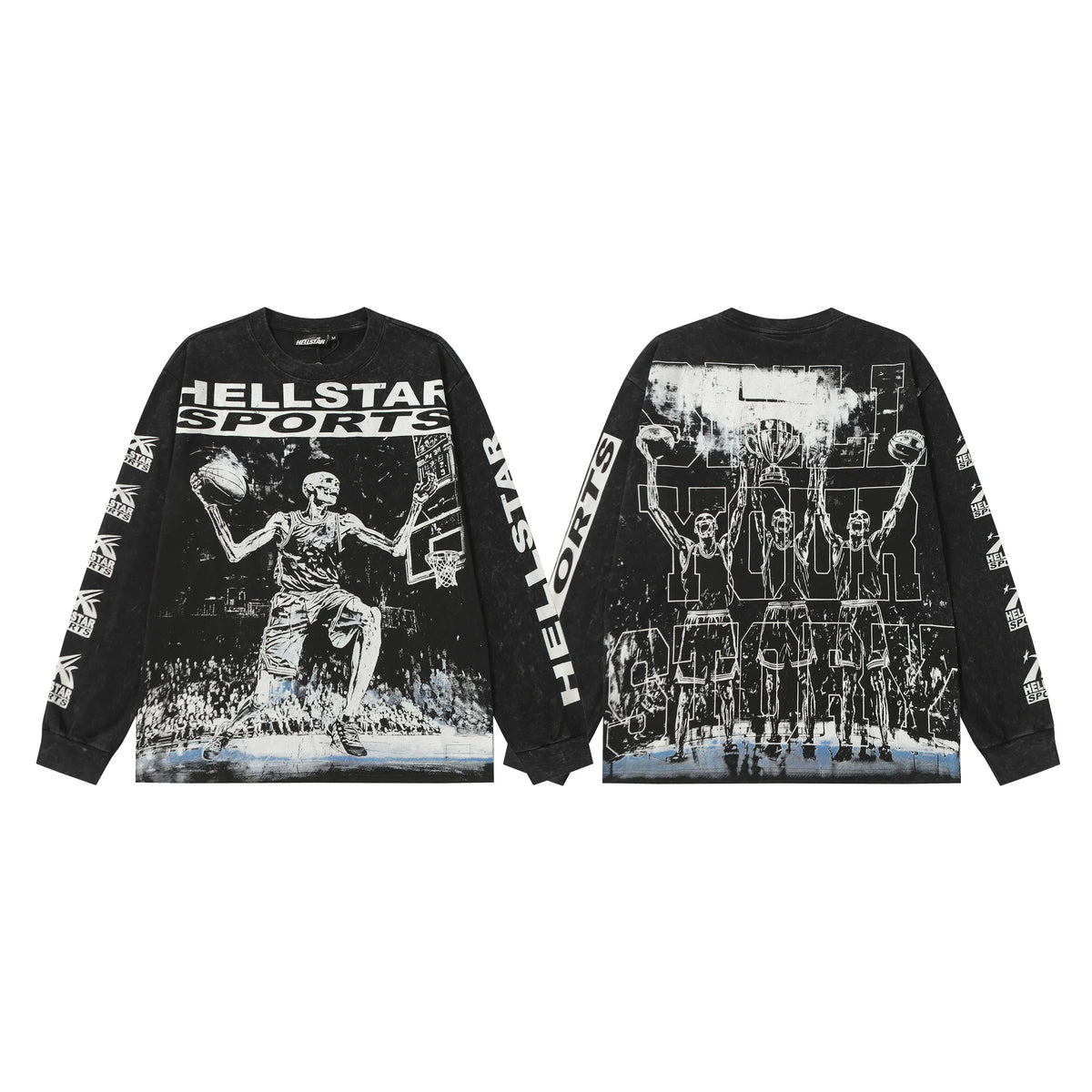 Hellstar Black Skeleton Basketball Long Sleeve Tee