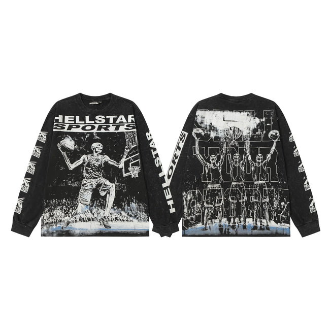Hellstar Black Skeleton Basketball Long Sleeve Tee Hover Image