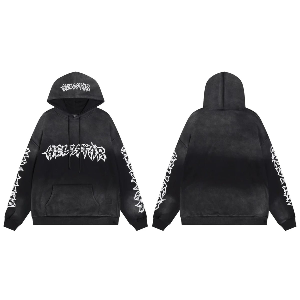 Hellstar Black Tie Dye Letter Hoodie