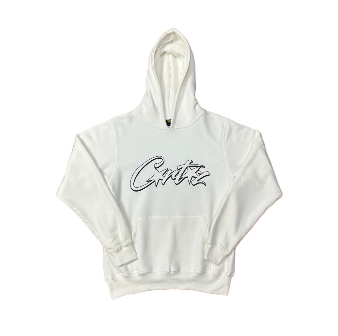 White Script Logo Hoodie – Oversized Streetwear Pullover Sweatshirt