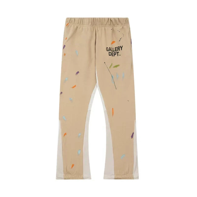 Gallery Dept. Paint Splatter Contrast Panel Sweatpants - Khaki / Tan Hover Image