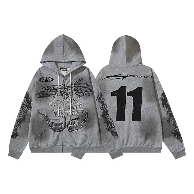 Hellstar Washed Vintage Printed Zip Hoodie 014 Hover Image