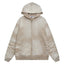 Valley Track Embossed Lightning‑Sleeve Zip‑Up Hoodie, Unisex Beige Vintage Streetwear Jacket