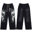 HELLSTAR Black Straight Flame Print Pants