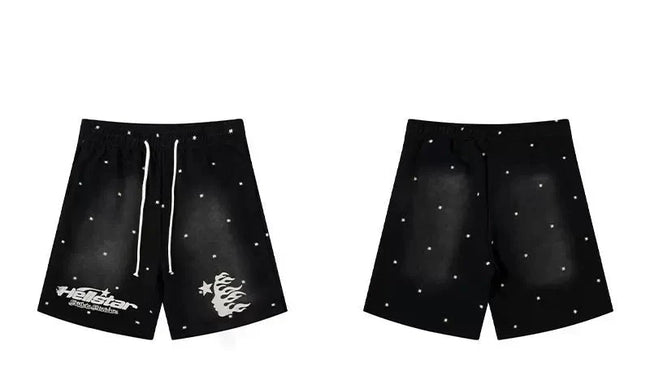 Hellstar Black White Drawstring Shorts Hover Image