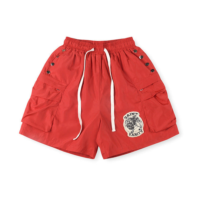 Saint Vanity Multi-Pocket Cargo Utility Shorts - Red Hover Image