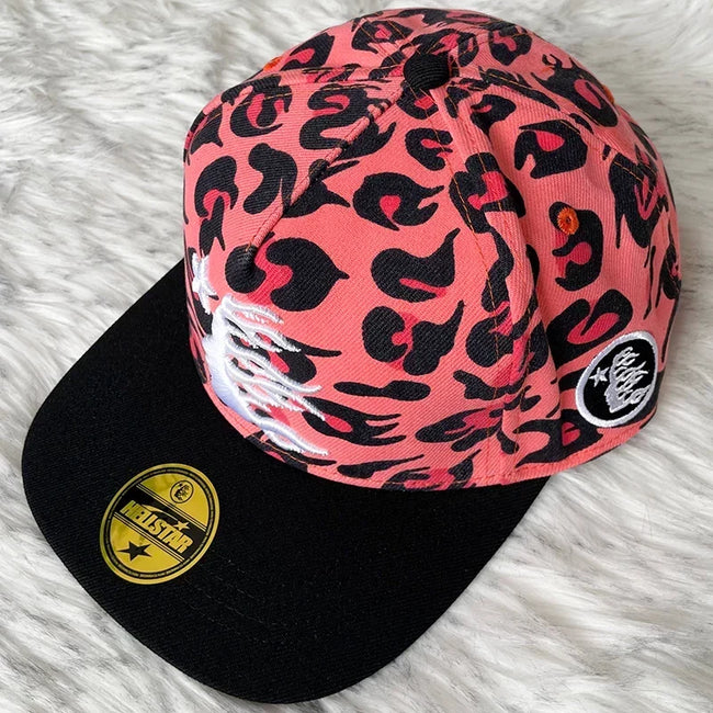 Hellstar Red Leopard Black Brim Flame Star Flat Brim Cap Hover Image