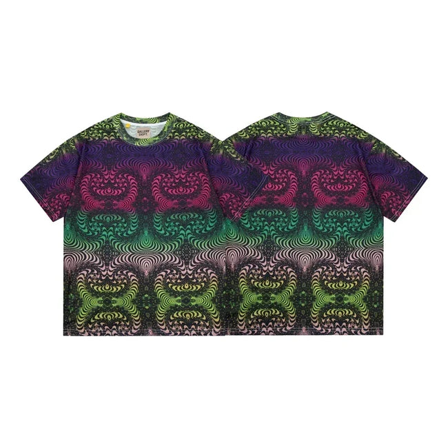 Gallery Dept. Geometric Spiral Gradient Short Sleeve T-Shirt - Green/Purple Hover Image