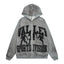 Valley Sport Division Graphic Zip‑Up Hoodie, Unisex Grey Vintage Streetwear Jacket