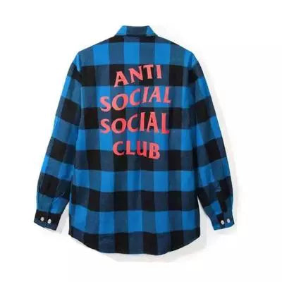 Anti Social Social Club Plaid Flannel Shirt - Blue/Orange-Red Hover Image
