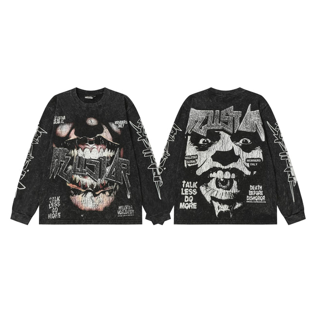 Hellstar Black Grunge Portrait Long Sleeve Tee Hover Image