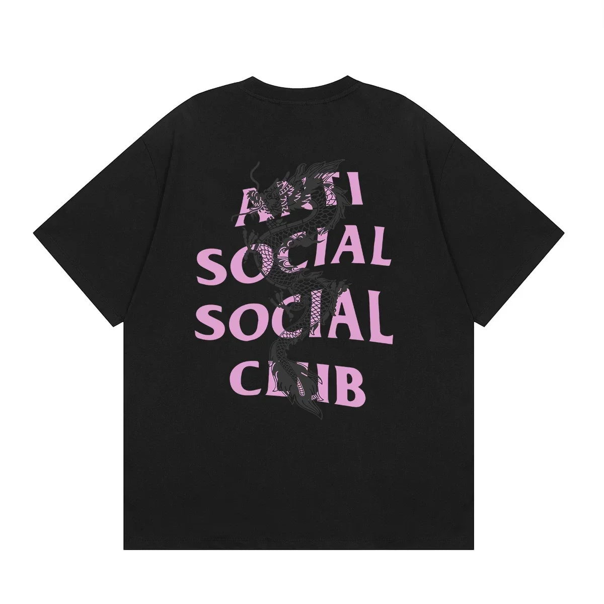 Anti Social Social Club Dragon Pink Logo T-Shirt - Black