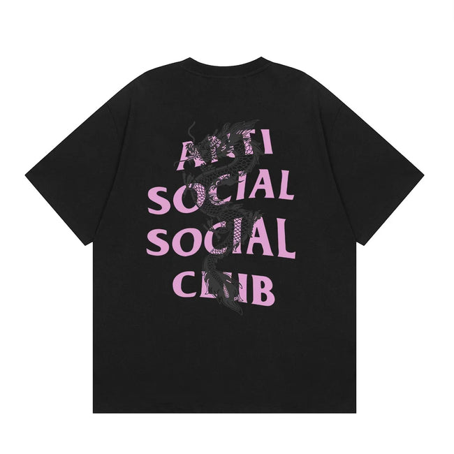 Anti Social Social Club Dragon Pink Logo T-Shirt - Black Hover Image