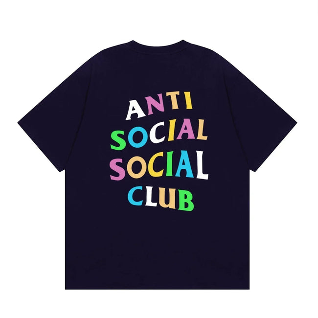 Anti Social Social Club Multi-Color Letters Logo T-Shirt - Navy Blue Hover Image