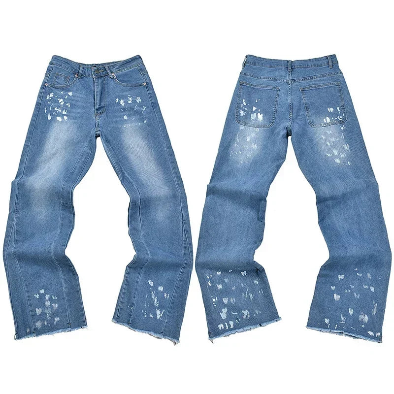 Gallery Dept. Cross Print Light Wash Denim Jeans
