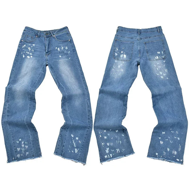 Gallery Dept. Cross Print Light Wash Denim Jeans Hover Image