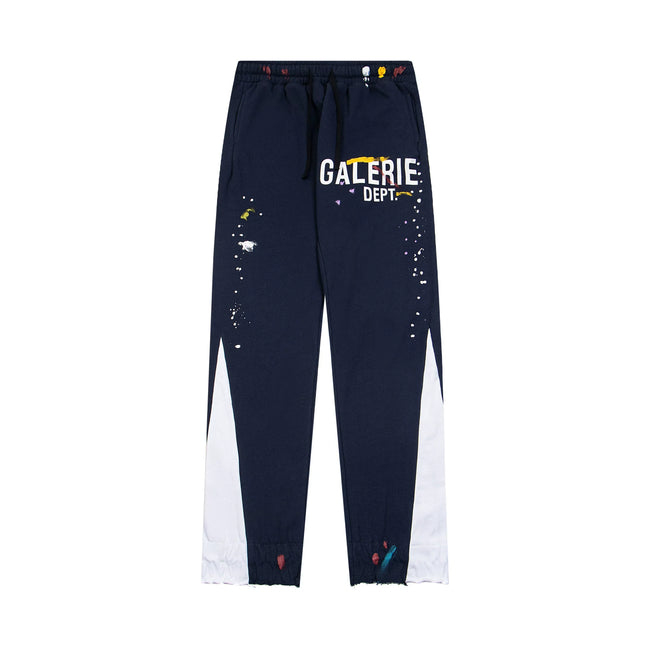 Gallery Dept. "GALERIE DEPT." Logo Paint Splatter Contrast Panel Sweatpants - Navy Blue Hover Image